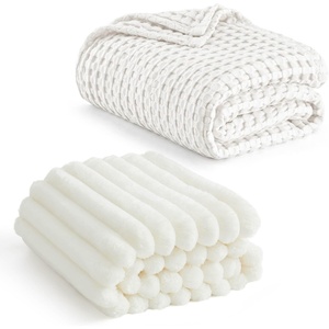 image:imageBedsure Cooling Cotton Waffle King Size Blanket Ivory 104x90 InchesampKing Size Blanket for BedWhite108x90 Inches