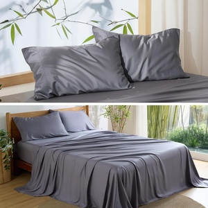 image:imageBedsure Cooling Sheets Set Queen Bundle Cooling Pillow Cases Queen with Envelope Closure Dark Grey
