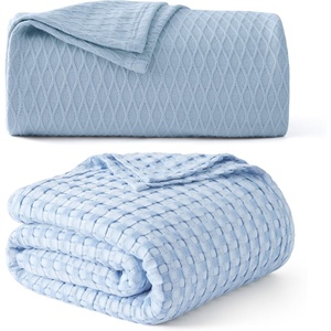 image:imageBedsure Light Blue Cooling Waffle Blanket amp Blue Cooling Blanket
