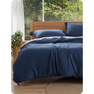 image:imageBedsure PureWoven Cooling Duvet Cover Ideal for Hot Sleepers Queen Size  100 Viscose Derived from Bamboo Lightweight amp Silky Soft Breathable MoistureWicking Bedding Set OEKOTEX Charcoal05  Navy No Comforter