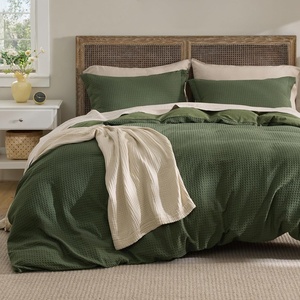 image:imageBedsure Waffle Duvet Cover Queen Size  Only Includes 1 Duvet Cover 90x90 Luxury Soft amp Breathable Bedding for All Season WrinkleResistant Zipper Bedding with 8 Corner Ties Olive Green00  Olive Green No Comforter