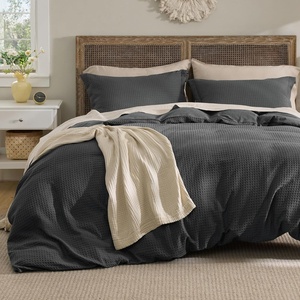 image:imageBedsure Waffle Duvet Cover Queen Size  Only Includes 1 Duvet Cover 90x90 Luxury Soft amp Breathable Bedding for All Season WrinkleResistant Zipper Bedding with 8 Corner Ties Olive Green04  Charcoal Grey No Comforter