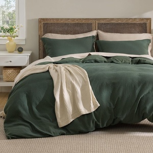 image:imageBedsure Waffle Duvet Cover Queen Size  Only Includes 1 Duvet Cover 90x90 Luxury Soft amp Breathable Bedding for All Season WrinkleResistant Zipper Bedding with 8 Corner Ties Olive Green02  Forest Green No Comforter