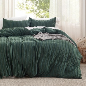 image:imageBedsure Waffle Duvet Cover Queen Size  Only Includes 1 Duvet Cover 90x90 Luxury Soft amp Breathable Bedding for All Season WrinkleResistant Zipper Bedding with 8 Corner Ties Olive Green12  Forest Green  Stripe No Comforter