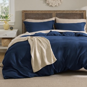 image:imageBedsure Waffle Duvet Cover Queen Size  Only Includes 1 Duvet Cover 90x90 Luxury Soft amp Breathable Bedding for All Season WrinkleResistant Zipper Bedding with 8 Corner Ties Olive Green01  Navy Blue No Comforter