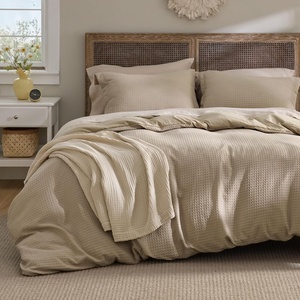image:imageBedsure Waffle Duvet Cover Queen Size  Only Includes 1 Duvet Cover 90x90 Luxury Soft amp Breathable Bedding for All Season WrinkleResistant Zipper Bedding with 8 Corner Ties Olive Green07  Khaki No Comforter