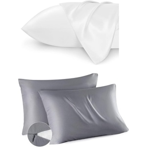 image:imageBedsure White Satin Pillowcase Standard Size and Bedsure Cooling Pillow Cases with Zipper