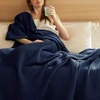 image:imageBedsure 100 Cotton Oversized King Blanket for Spring Summer Waffle Weave Couch Cover California King Blanket Thin Lightweight Breathable Bedding Gifts for Women Men Teens Linen 120x94Navy Blue