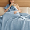 image:imageBedsure 100 Cotton Oversized King Blanket for Spring Summer Waffle Weave Couch Cover California King Blanket Thin Lightweight Breathable Bedding Gifts for Women Men Teens Linen 120x94Celestial Blue