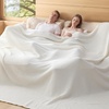 image:imageBedsure 100 Cotton Oversized King Blanket for Spring Summer Waffle Weave Couch Cover California King Blanket Thin Lightweight Breathable Bedding Gifts for Women Men Teens Linen 120x94White