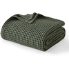 image:imageBedsure 100 Cotton Oversized King Blanket for Spring Summer Waffle Weave Couch Cover California King Blanket Thin Lightweight Breathable Bedding Gifts for Women Men Teens Linen 120x94Olive Green