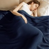 image:imageBedsure 100 Cotton Oversized King Blanket for Spring Summer Waffle Weave Couch Cover California King Blanket Thin Lightweight Breathable Bedding Gifts for Women Men Teens Linen 120x94Navy Blue
