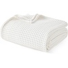 image:imageBedsure 100 Cotton Oversized King Blanket for Spring Summer Waffle Weave Couch Cover California King Blanket Thin Lightweight Breathable Bedding Gifts for Women Men Teens Linen 120x94White
