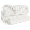 image:imageBedsure 100 Cotton Oversized King Blanket for Spring Summer Waffle Weave Couch Cover California King Blanket Thin Lightweight Breathable Bedding Gifts for Women Men Teens Linen 120x94White