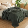 image:imageBedsure 100 Cotton Oversized King Blanket for Spring Summer Waffle Weave Couch Cover California King Blanket Thin Lightweight Breathable Bedding Gifts for Women Men Teens Linen 120x94Olive Green