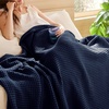 image:imageBedsure 100 Cotton Oversized King Blanket for Spring Summer Waffle Weave Couch Cover California King Blanket Thin Lightweight Breathable Bedding Gifts for Women Men Teens Linen 120x94Navy Blue
