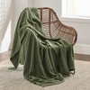 image:imageBedsure 100 Cotton Teal Blanket Queen Size for Bed  Cooling Breathable and Soft for Summer Thick Cozy Waffle Weave Blanket Gifts for Women 90x90 Inches11 Moss Green