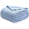 image:imageBedsure 100 Cotton Teal Blanket Queen Size for Bed  Cooling Breathable and Soft for Summer Thick Cozy Waffle Weave Blanket Gifts for Women 90x90 Inches09 Sky Blue