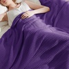 image:imageBedsure 100 Cotton Teal Blanket Queen Size for Bed  Cooling Breathable and Soft for Summer Thick Cozy Waffle Weave Blanket Gifts for Women 90x90 Inches18 Purple