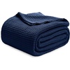 image:imageBedsure 100 Cotton Teal Blanket Queen Size for Bed  Cooling Breathable and Soft for Summer Thick Cozy Waffle Weave Blanket Gifts for Women 90x90 Inches18 Pageant Blue