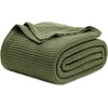 image:imageBedsure 100 Cotton Teal Blanket Queen Size for Bed  Cooling Breathable and Soft for Summer Thick Cozy Waffle Weave Blanket Gifts for Women 90x90 Inches11 Moss Green