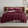 image:imageBedsure 100 Cotton Teal Blanket Queen Size for Bed  Cooling Breathable and Soft for Summer Thick Cozy Waffle Weave Blanket Gifts for Women 90x90 Inches22 Red