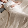 image:imageBedsure 100 Cotton Teal Blanket Queen Size for Bed  Cooling Breathable and Soft for Summer Thick Cozy Waffle Weave Blanket Gifts for Women 90x90 Inches21 Light Beige
