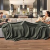 image:imageBedsure 100 Cotton Teal Blanket Queen Size for Bed  Cooling Breathable and Soft for Summer Thick Cozy Waffle Weave Blanket Gifts for Women 90x90 Inches05 Olive Green