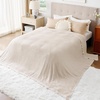 image:imageBedsure 100 Cotton Teal Blanket Queen Size for Bed  Cooling Breathable and Soft for Summer Thick Cozy Waffle Weave Blanket Gifts for Women 90x90 Inches21 Light Beige