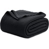 image:imageBedsure 100 Cotton Teal Blanket Queen Size for Bed  Cooling Breathable and Soft for Summer Thick Cozy Waffle Weave Blanket Gifts for Women 90x90 Inches11 Black