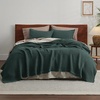 image:imageBedsure 100 Cotton Teal Blanket Queen Size for Bed  Cooling Breathable and Soft for Summer Thick Cozy Waffle Weave Blanket Gifts for Women 90x90 Inches13 Dark Green