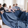 image:imageBedsure 100 Cotton Teal Blanket Queen Size for Bed  Cooling Breathable and Soft for Summer Thick Cozy Waffle Weave Blanket Gifts for Women 90x90 Inches10 Navy