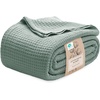 image:imageBedsure 100 Cotton Teal Blanket Queen Size for Bed  Cooling Breathable and Soft for Summer Thick Cozy Waffle Weave Blanket Gifts for Women 90x90 Inches04 Sage Green