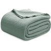 image:imageBedsure 100 Cotton Teal Blanket Queen Size for Bed  Cooling Breathable and Soft for Summer Thick Cozy Waffle Weave Blanket Gifts for Women 90x90 Inches04 Sage Green