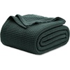 image:imageBedsure 100 Cotton Teal Blanket Queen Size for Bed  Cooling Breathable and Soft for Summer Thick Cozy Waffle Weave Blanket Gifts for Women 90x90 Inches13 Dark Green