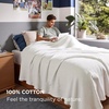 image:imageBedsure 100 Cotton Teal Blanket Queen Size for Bed  Cooling Breathable and Soft for Summer Thick Cozy Waffle Weave Blanket Gifts for Women 90x90 Inches01 White