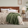 image:imageBedsure 100 Cotton Teal Blanket Queen Size for Bed  Cooling Breathable and Soft for Summer Thick Cozy Waffle Weave Blanket Gifts for Women 90x90 Inches11 Moss Green