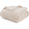 image:imageBedsure 100 Cotton Teal Blanket Queen Size for Bed  Cooling Breathable and Soft for Summer Thick Cozy Waffle Weave Blanket Gifts for Women 90x90 Inches21 Light Beige