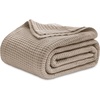 image:imageBedsure 100 Cotton Teal Blanket Queen Size for Bed  Cooling Breathable and Soft for Summer Thick Cozy Waffle Weave Blanket Gifts for Women 90x90 Inches03 Taupe