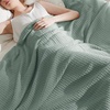 image:imageBedsure 100 Cotton Teal Blanket Queen Size for Bed  Cooling Breathable and Soft for Summer Thick Cozy Waffle Weave Blanket Gifts for Women 90x90 Inches04 Sage Green