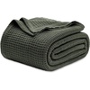 image:imageBedsure 100 Cotton Teal Blanket Queen Size for Bed  Cooling Breathable and Soft for Summer Thick Cozy Waffle Weave Blanket Gifts for Women 90x90 Inches05 Olive Green