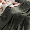 image:imageBedsure 100 Cotton Teal Blanket Queen Size for Bed  Cooling Breathable and Soft for Summer Thick Cozy Waffle Weave Blanket Gifts for Women 90x90 Inches05 Olive Green