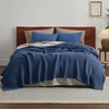 image:imageBedsure 100 Cotton Teal Blanket Queen Size for Bed  Cooling Breathable and Soft for Summer Thick Cozy Waffle Weave Blanket Gifts for Women 90x90 Inches10 Navy