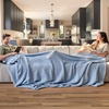 image:imageBedsure 100 Cotton Teal Blanket Queen Size for Bed  Cooling Breathable and Soft for Summer Thick Cozy Waffle Weave Blanket Gifts for Women 90x90 Inches09 Sky Blue