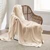image:imageBedsure 100 Cotton Teal Blanket Queen Size for Bed  Cooling Breathable and Soft for Summer Thick Cozy Waffle Weave Blanket Gifts for Women 90x90 Inches10 Yellowish Cream