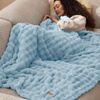 image:imageBedsure 3D Fleece Bubble Blanket for Couch  GentleSoft Green Spring Throw Blanket for Sofa Bed Home Decor  Luxury Soft Cozy Gifts for Women Lightweight All Seasons Sage Green5060Light Blue