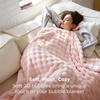 image:imageBedsure 3D Fleece Bubble Blanket for Couch  GentleSoft Green Spring Throw Blanket for Sofa Bed Home Decor  Luxury Soft Cozy Gifts for Women Lightweight All Seasons Sage Green506002 Light Pink