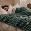 image:imageBedsure 3D Fleece Bubble Blanket for Couch  GentleSoft Green Spring Throw Blanket for Sofa Bed Home Decor  Luxury Soft Cozy Gifts for Women Lightweight All Seasons Sage Green5060Dark Green