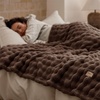 image:imageBedsure 3D Fleece Bubble Blanket for Couch  GentleSoft Green Spring Throw Blanket for Sofa Bed Home Decor  Luxury Soft Cozy Gifts for Women Lightweight All Seasons Sage Green5060Brown