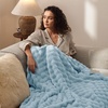 image:imageBedsure 3D Fleece Bubble Blanket for Couch  GentleSoft Green Spring Throw Blanket for Sofa Bed Home Decor  Luxury Soft Cozy Gifts for Women Lightweight All Seasons Sage Green5060Light Blue